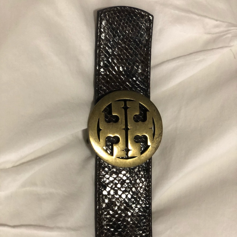 Tory Burch brown snakeskin belt